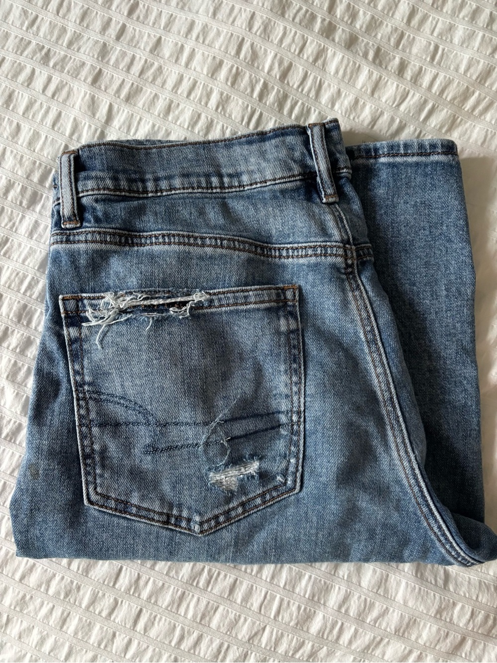 Distressed Bermuda Jean Shorts
